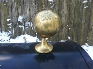 Vintage Solid Brass Decorative World Map Globe Table Top