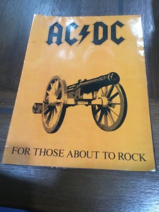 Ac/dc For Those About To Rock Tour Program/poster 1981/82 Rare