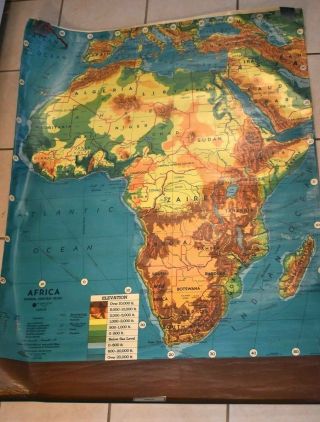 Vintage Africa African Large Pull Down Style World Map Benefic Press Wallpaper
