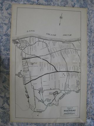 Antique 1929 Riverhead Suffolk County York Map Boy Scout Camp Detailed Rare