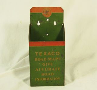 Vintage Texaco Road Map Holder Display Advertising Gas Station Sign