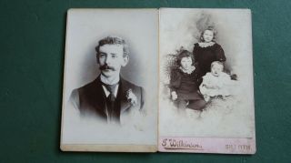 2 X Old Cabinet Cards Carte De Visit.  J.  Wilkinson Silloth.  Family And Young Man
