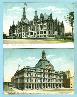 1st 2 Of 4 Vintage,  St.  Louis,  " City Hall & 14748 Post Office ".