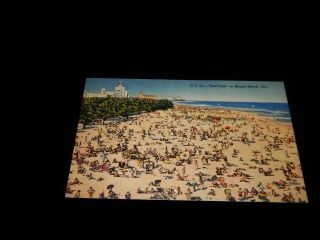 Vintage Postcard,  Miami Beach,  Florida,  Fl,  Aerial View Of Beach & Atlantic Ocean