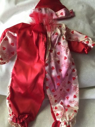 Rare Vintage Terri Lee Doll Cupid/Hearts Clown Jester Suit With Hat Pink/Red 3