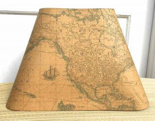 Vintage Nautical Map Lamp Shade World Map Tall Ships,  Sea Monster Tiki