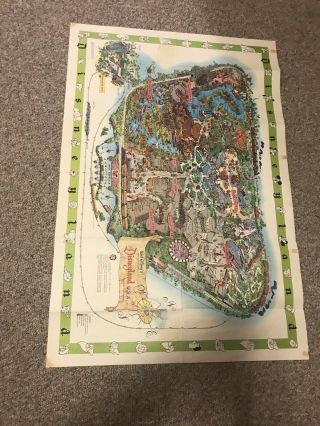 Vintage Authentic Early 1960’s Walt Disney Disneyland Park Poster Map 30” X 45”