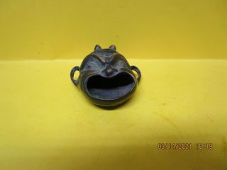 Old Small Antique Bronze Demon Ash Tray 1920 