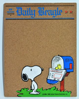 Rare Vintage 1965 Snoopy Daily Beagle Corkboard Message Board Woodstock Mailbox