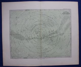 Celestial Chart,  Stars,  Southern Hemisphere,  Antique Map,  Stieler,  1880