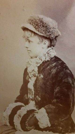 Cdv Stylish Young Woman Matching Fur Jacket And Muff Fancy Hat Rochester Ny
