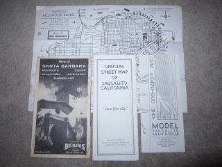 Vtg San Francisco,  Santa Barbara,  Sausalito Ca Maps,  1955 Sf Bay Model Brochure