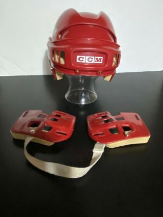 Vintage Red Ccm Ht2 Hockey Helmet Rare Hard To Find