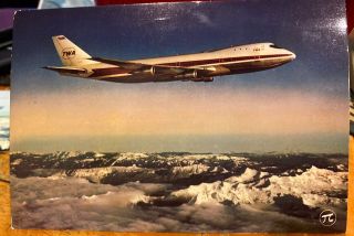 Vintage Postcard Boeing 747 Twa Airplane Aircraft Plane Made In France Post Card