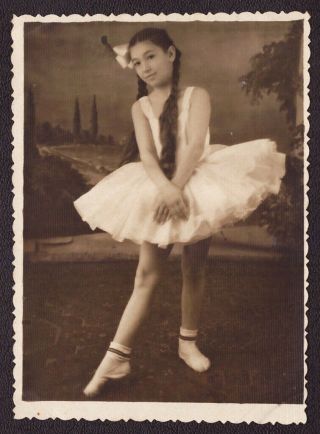 Young Little Soviet Child Ballerina Girl Ussr Russia Vintage Old Photo