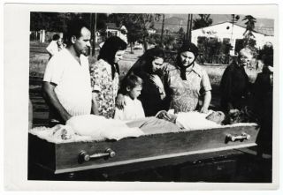 Vintage Post Mortem Photo Russia Dead Man Open Coffin Funeral Mourning L1081f