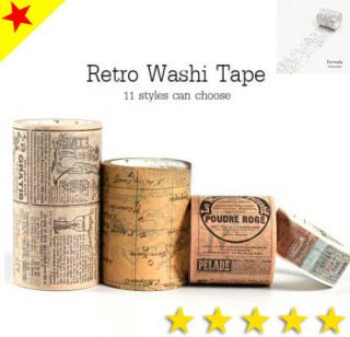 Retro Washi Tape Set Vintage Decoration Scrapbooking Masking Washitape Decorativ