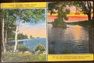 Vintage Lake Shore Drives Keweenaw Michigan Copper Country Postcard