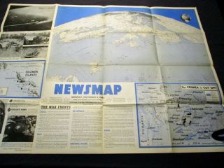 Wwii Newsmap Poster Vintage Wwii Government Printing Map Monday Nov 8 1943