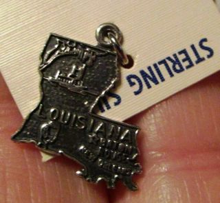 Vintage Sterling Silver State Of Louisiana Map Charm