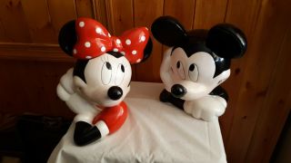 Mickey & Minnie Mouse Treasure Craft Cookie Jars Disney RARE Jar set Great Cond 2