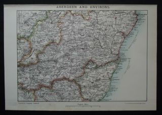 Antique Map: Aberdeen & Environs By W & A K Johnston,  Popular Educator,  1899