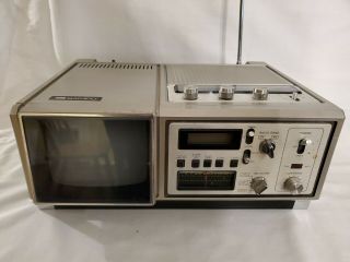 Vintage Sampo Portable Bw Tv Am/fm Radio Battery/12v/ac Powered - Rare