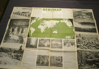 January 17,  1944 Wwii Newsmap Poster Vintage Wwii Government Printing Map