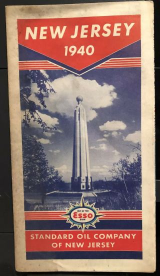 1940 Esso Jersey Vintage Road Map