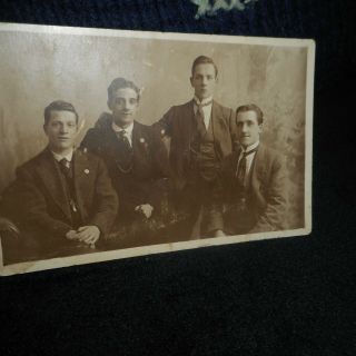 Vintage Rppc Postcard Studio Portrait Of Four Well Dressed Men,  Suits And Ties