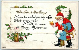 Vintage Santa Claus Christmas Postcard Artist - Signed H.  F.  Lehmann C1910s