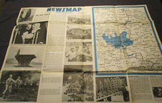 Wwii Newsmap Poster Vintage Wwii Government Printing Map January 24,  1944