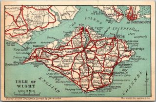 Vintage Isle Of Wight England Uk Postcard Island Map - Mappa Co.