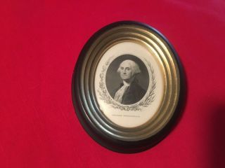 Rare Vintage George Washington President Of The United States Wooden Framed Phot