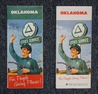 Vintage Set Of 1960 & 1961 Cities Services Road Maps Of Oklahoma