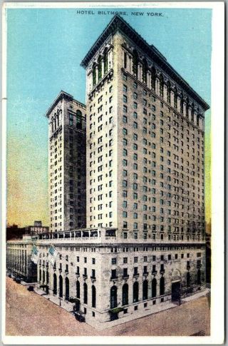 Vintage York City Postcard Hotel Biltmore Street View C1920s