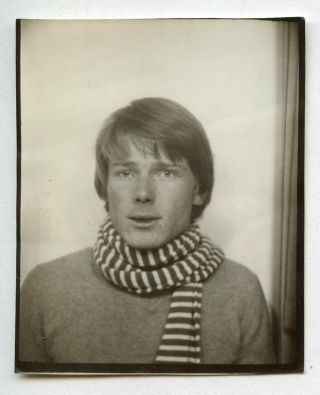 12 Vintage Photo Booth Handsome Frat Boy Man W / Scarf Snapshot Gay
