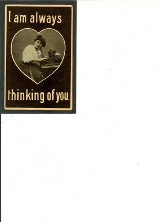 Romance Vintage " I Am Always Thinking Of You " Addressed - Never Mailed Typewriter