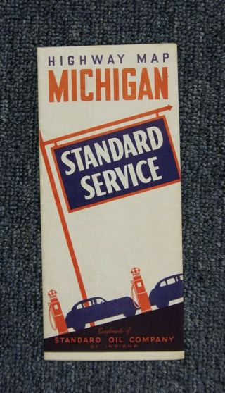 Vintage 1940 Standard Oil Company Road Map Of Michigan -