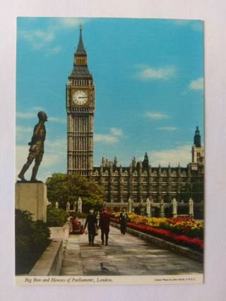 London Vintage Colour Postcard C1970s Big Ben & Houses Of Parliament