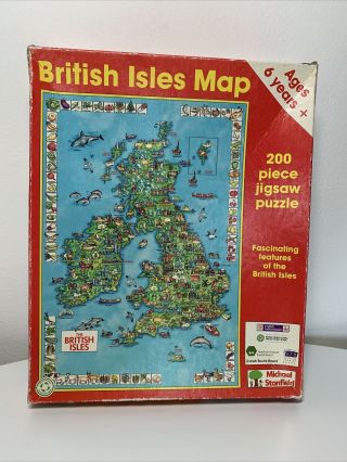 200 Piece Children’s British Isles Map Jigsaw - Vintage Michael Stanfield Puzzle