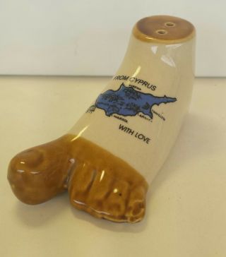 Vintage Salt Shaker Foot With Toes,  Cyprus Map.