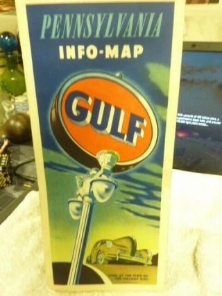 1950s Gulf Pennsylvania Vintage Road Map