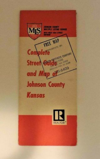 Vintage Complete Street Guide And Folding Map Of Johnson County Kansas