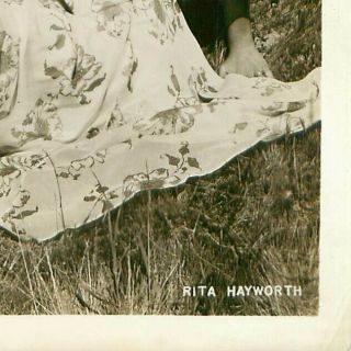 Actress Rita Hayworth Leg Pose Field of Flowers Vintage 8 x 10.  25 B&W Photo 2