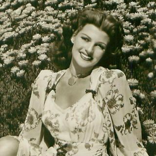 Actress Rita Hayworth Leg Pose Field of Flowers Vintage 8 x 10.  25 B&W Photo 3
