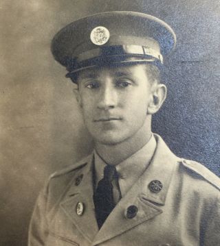 Vtg 1940s Wwii Portrait Us Army Soldier Honolulu Photo Service Uniform Hat