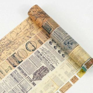 Diy Vintage Map Ticket Washi Tape Adhesive Scrapbooking Tape Decor Masking F7i4