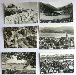 Antique/vintage B&w Postcards Of Switzerland (set Of 6)