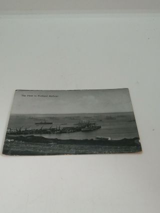 Vintage Postcard Royal Navy Fleet In Portland Harbour Dorset Rp 1920 